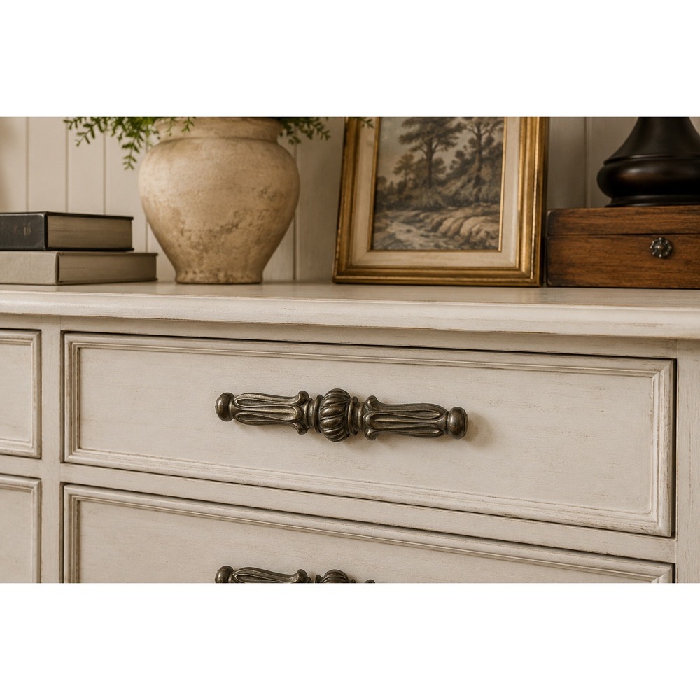 Vintage Belwith 7.5" Drawer Pull Antique Brass Cabinet Handle Ornate Replacement